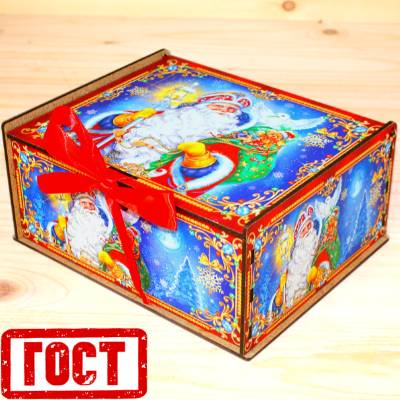 Детский новогодний подарок по ГОСТу в упаковке из дерева 2026 в Новоиваноском